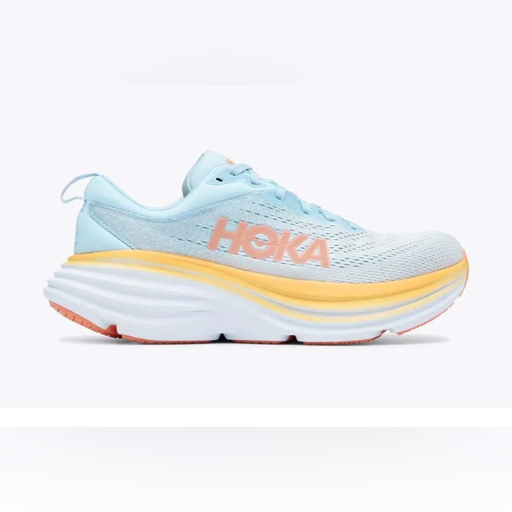 Hoka Sky Blue and Peach Running Shoes